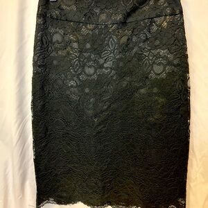 Women's Banana Republic Black Lace & Satin Pencil Skirt Sz 2 Office Classic NWT